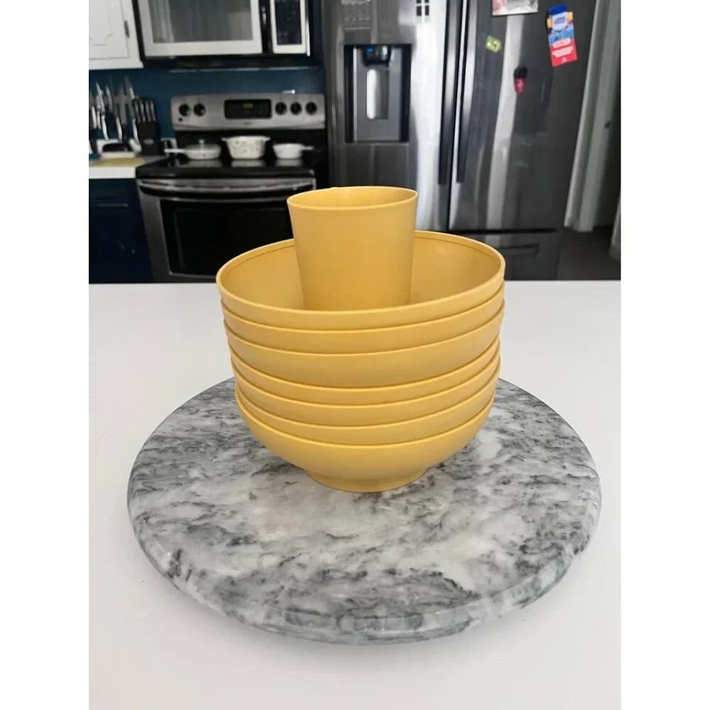 Vintage Tupperware Salad Cereal Bowls Harvest Gold